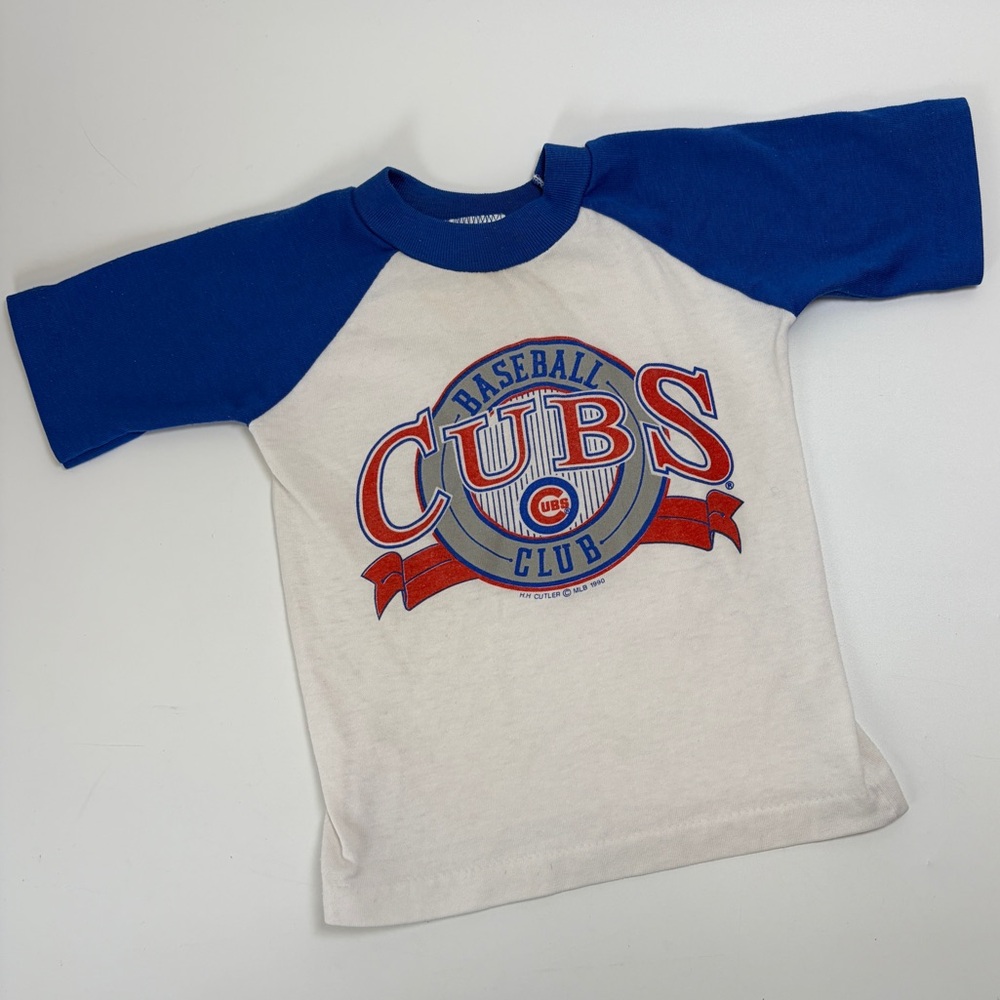 Kids Chicago Cubs Raglan T-Shirt - White & Blue